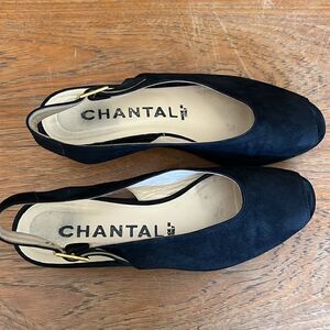 Chantal black suede slingback shoe 7‎